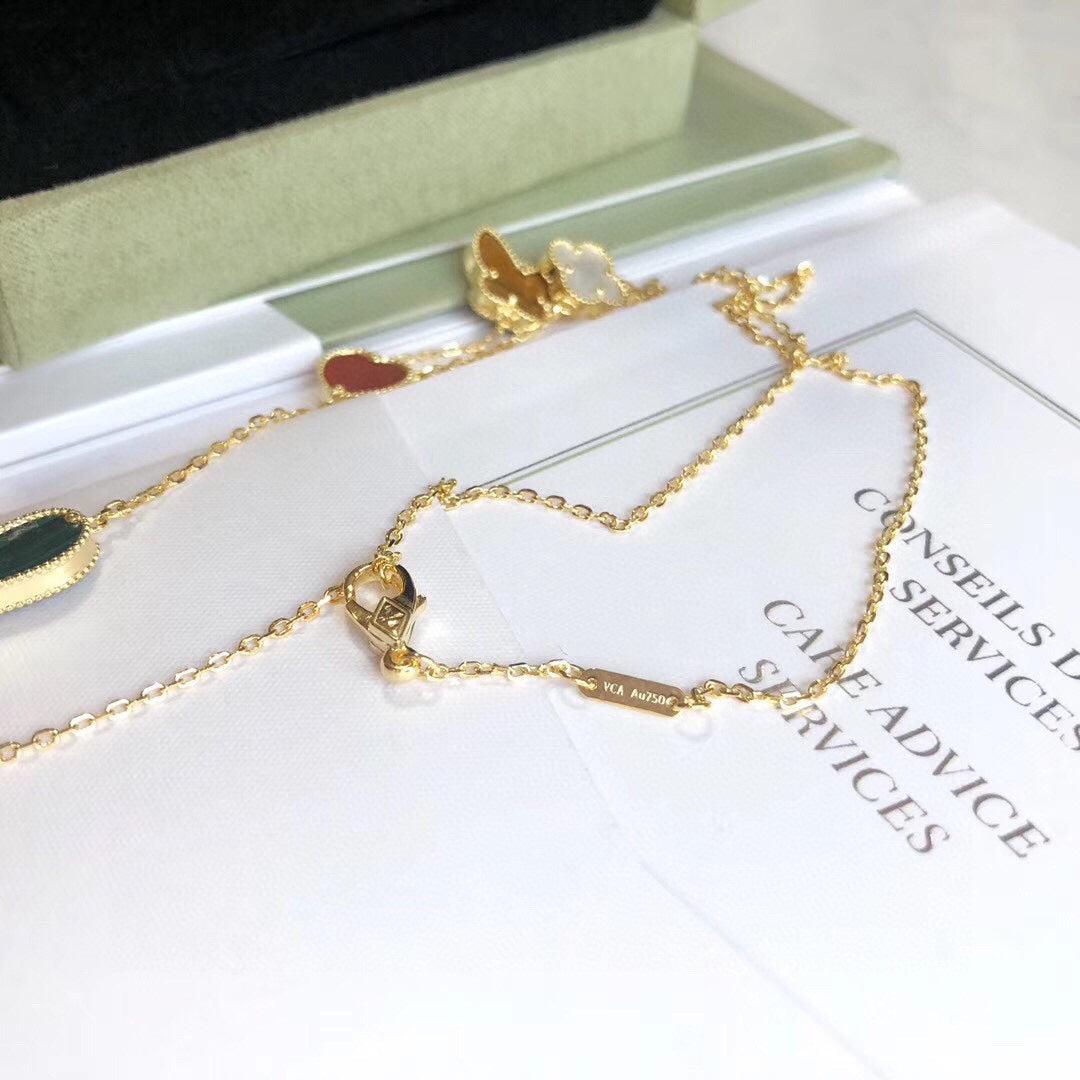 [Love Lucky]LUCKY SPRING 4 MOTIFS ROSE GOLD NECKLACE