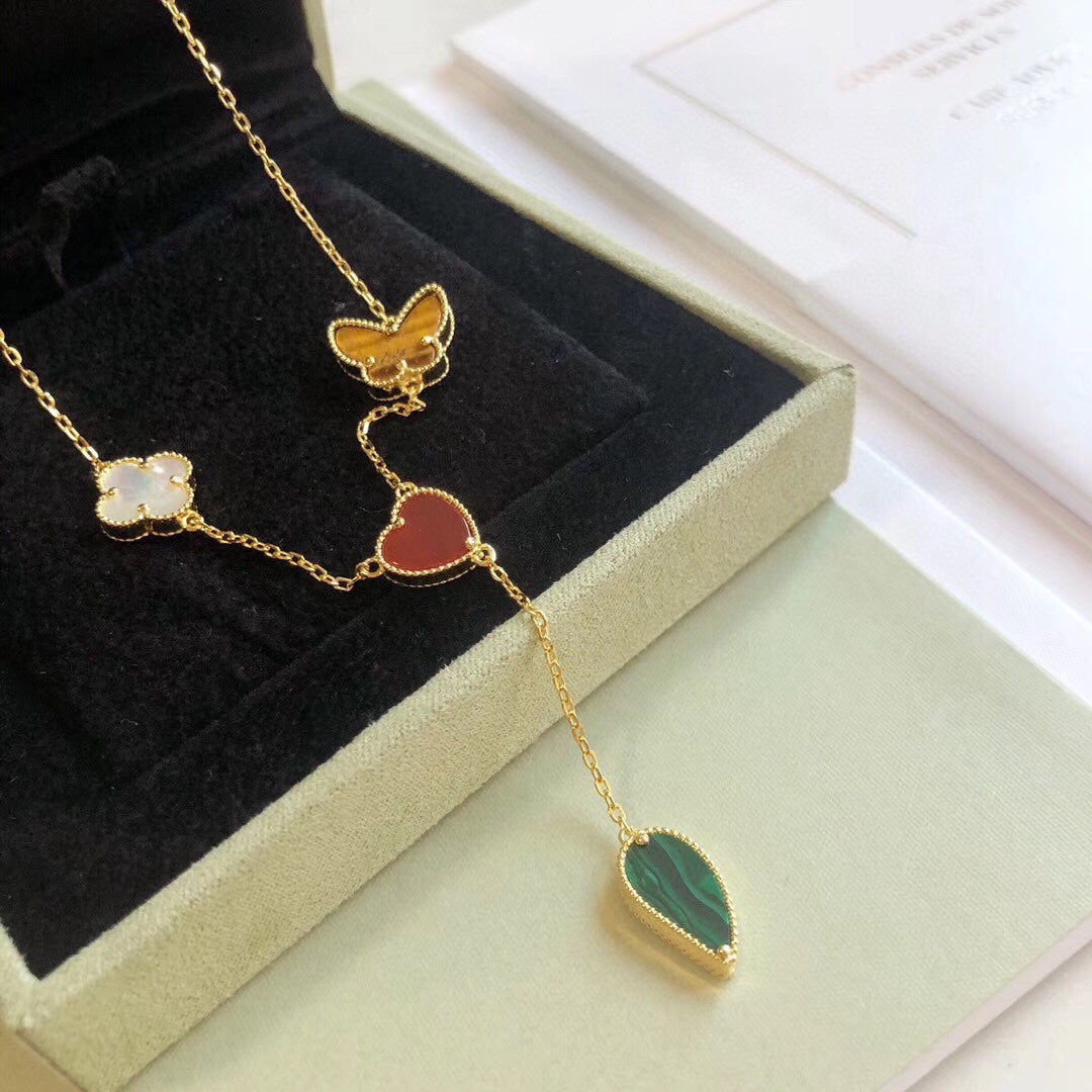 [Love Lucky]LUCKY SPRING 4 MOTIFS ROSE GOLD NECKLACE