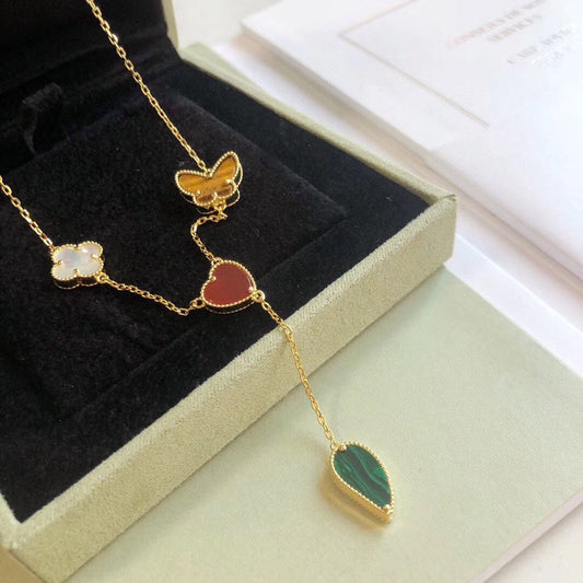 [Love Lucky]LUCKY SPRING 4 MOTIFS ROSE GOLD NECKLACE