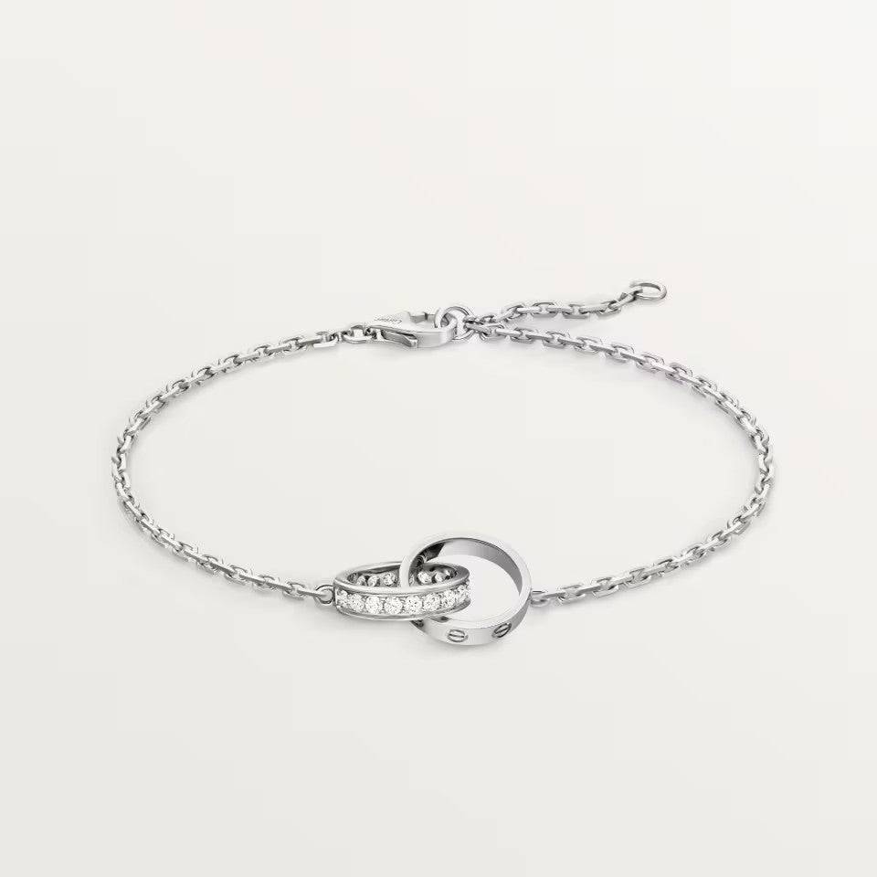 [Love Lucky]LOVE DOUBLE RING HALF DIAMOND BRACELET