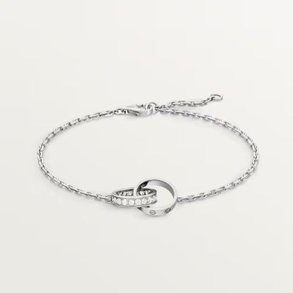 [Love Lucky]LOVE DOUBLE RING HALF DIAMOND BRACELET