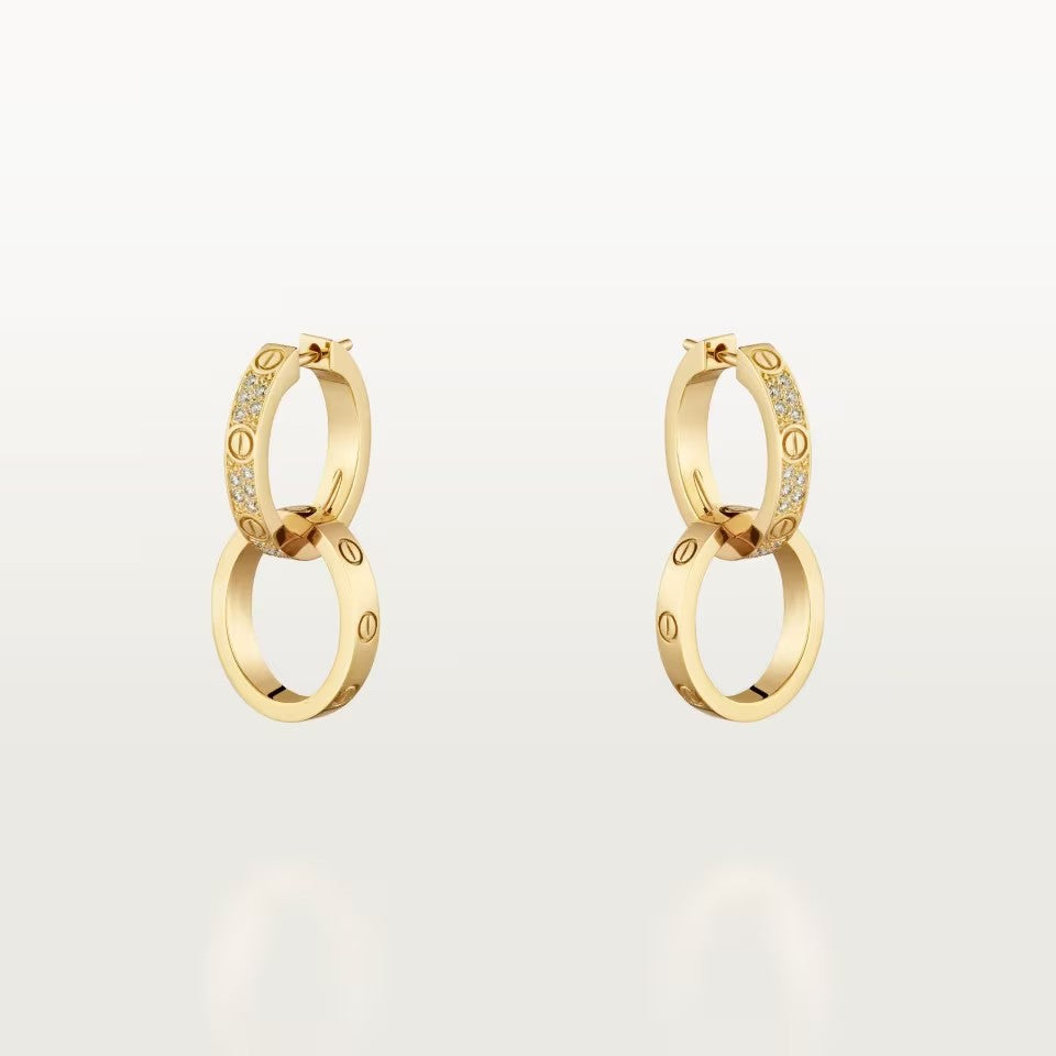 [Love Lucky]LOVE 3.3MM DANGLE HALF DIAMOND EARRINGS
