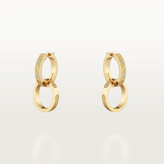 [Love Lucky]LOVE 3.3MM DANGLE HALF DIAMOND EARRINGS