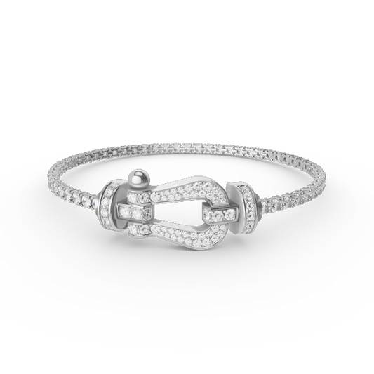 [Love Lucky]BRACCIALE TENNIS CON GRANDE FERRO DI CAVALLO E DIAMANTI COMPLETI, FORTE E FORTUNATO